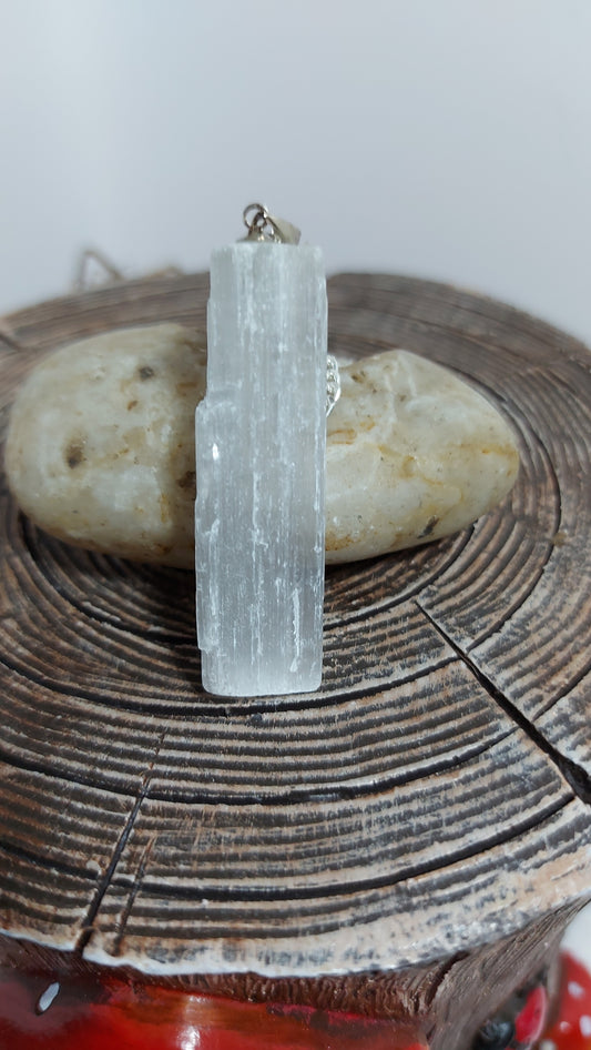 Selenite Wand Pendant Neckace