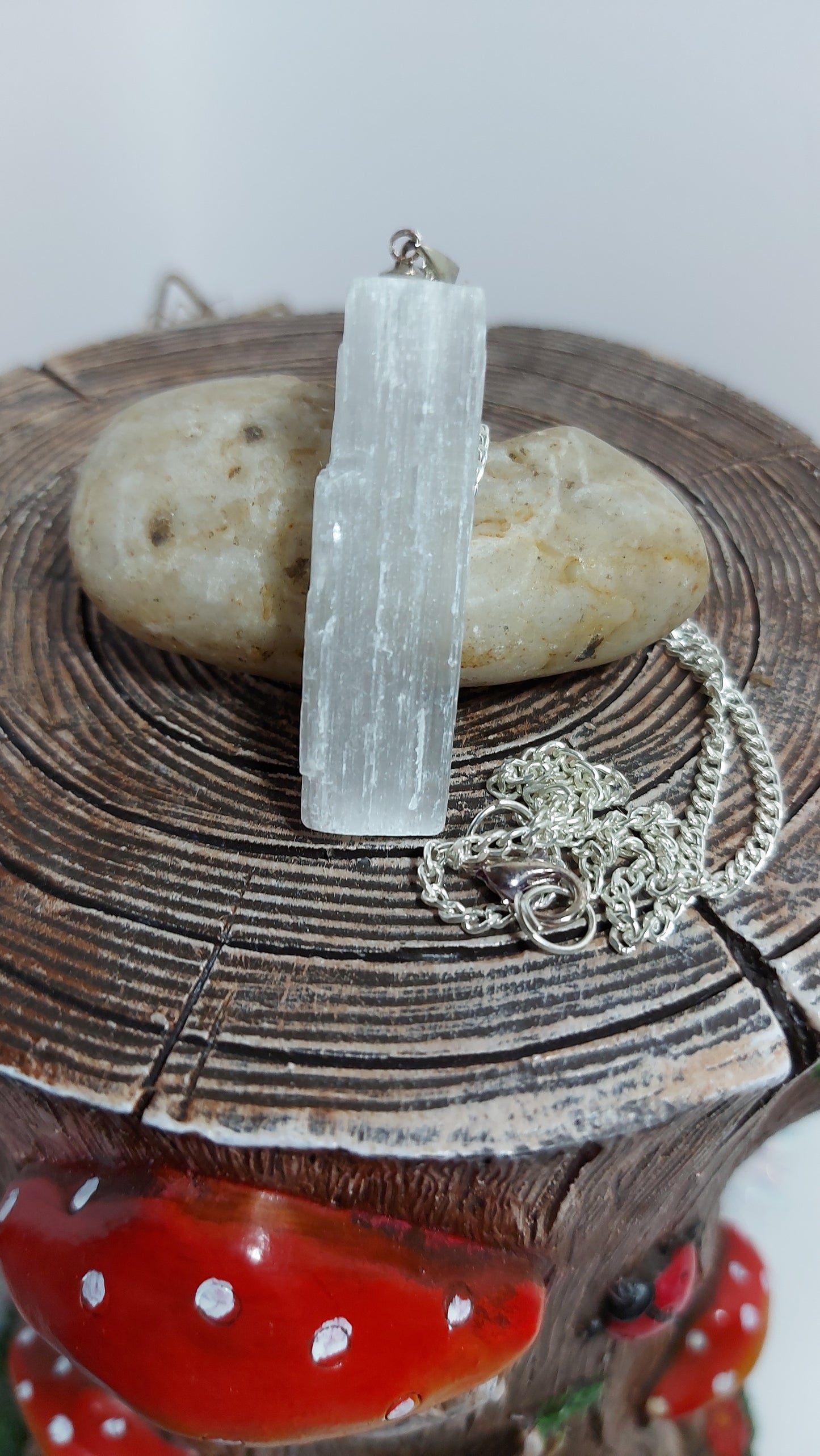 Selenite Wand Pendant Neckace