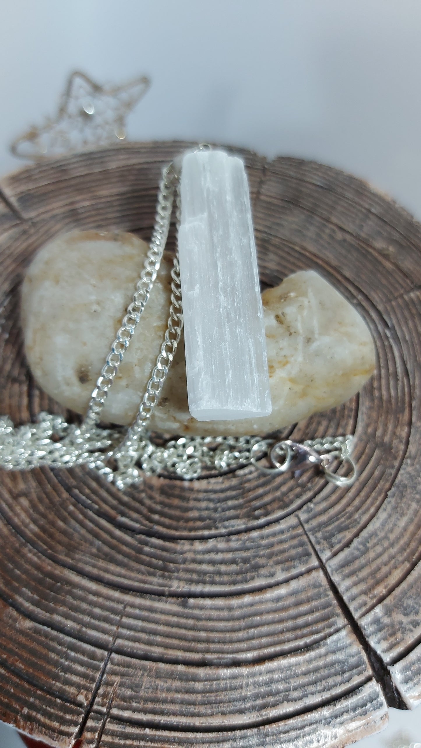 Selenite Wand Pendant Neckace