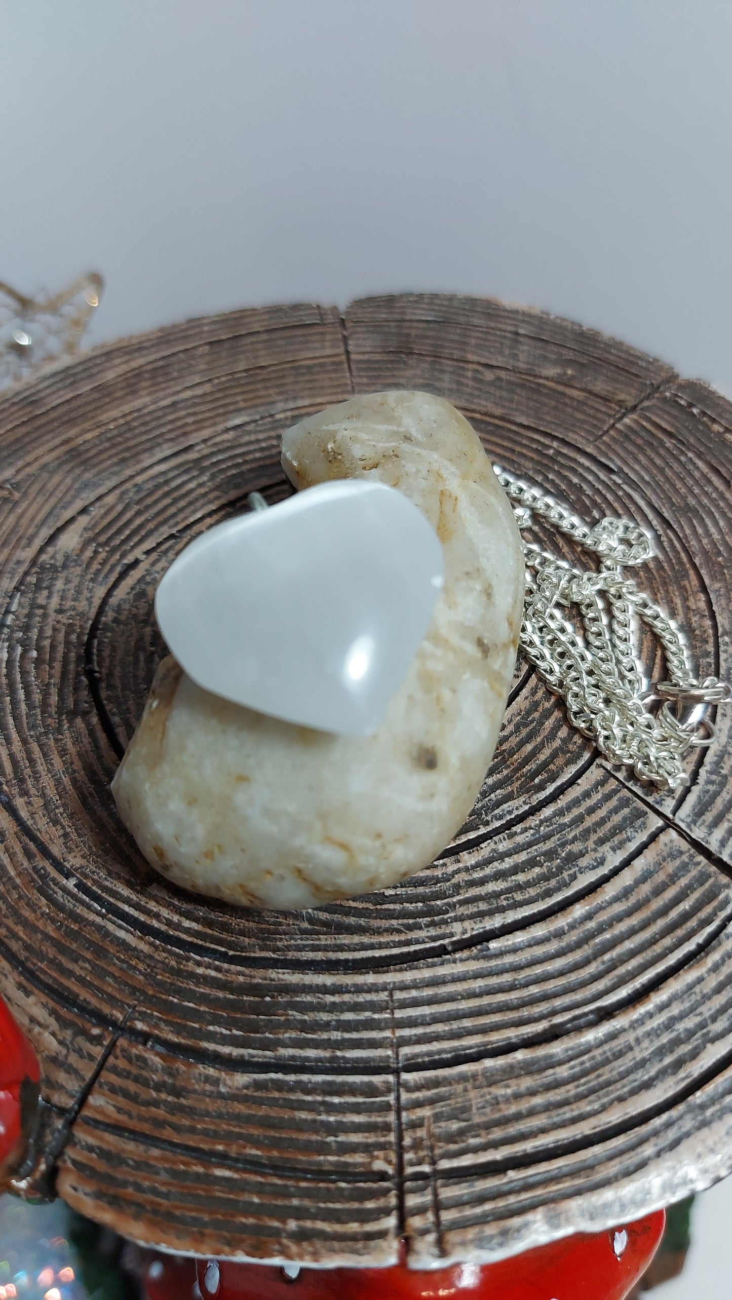 Selenite Heart Pendant Necklace
