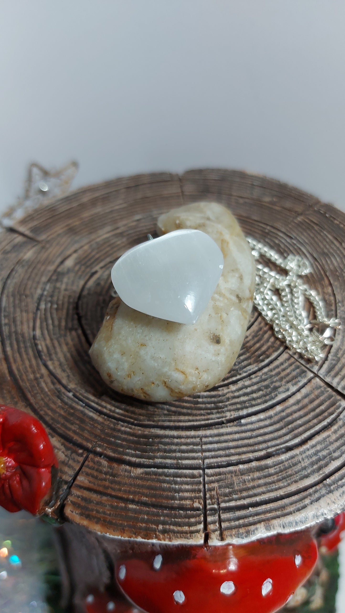 Selenite Heart Pendant Necklace