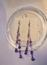 Amethyst Two Strand Ear Rings