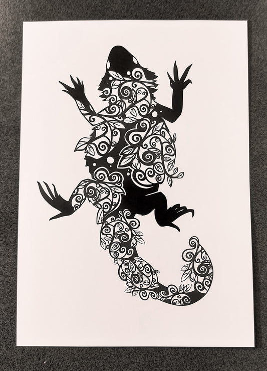 Fine Art Print Bearded Dragon Lizard A4