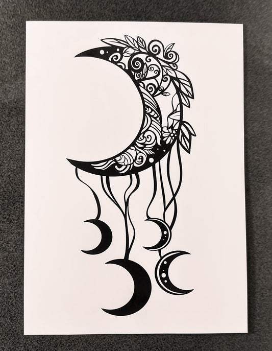 Fine Art Print Crecent Moon With Mini Moons A4