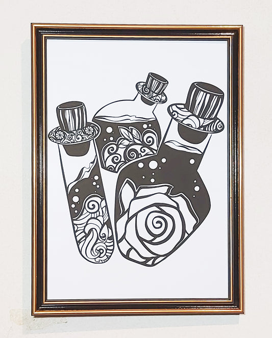 Fine Art Print Potion Bottles A4