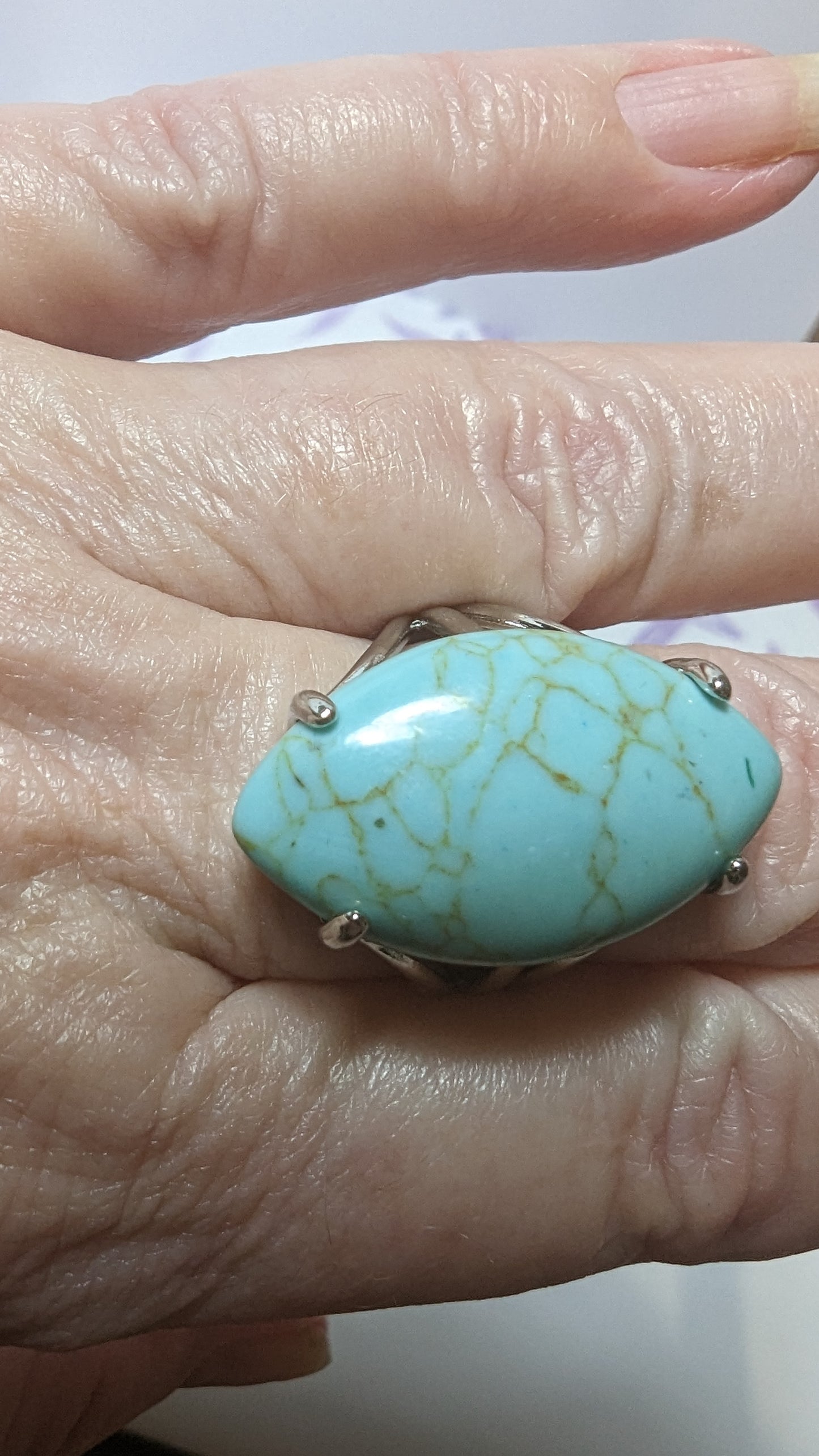 Turquoise Silver Adjustable Ring