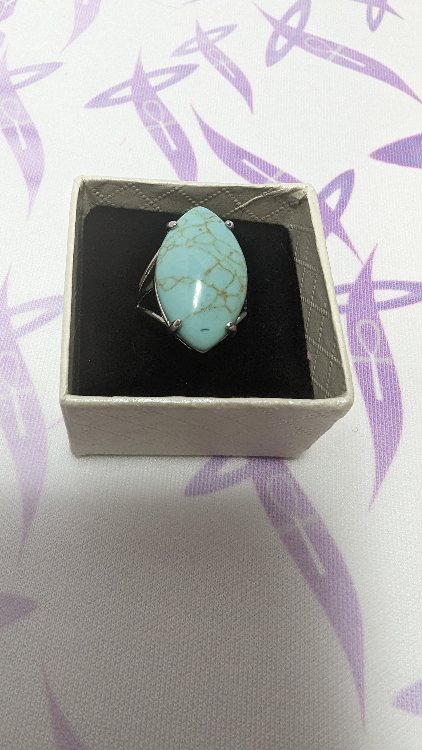Turquoise Silver Adjustable Ring