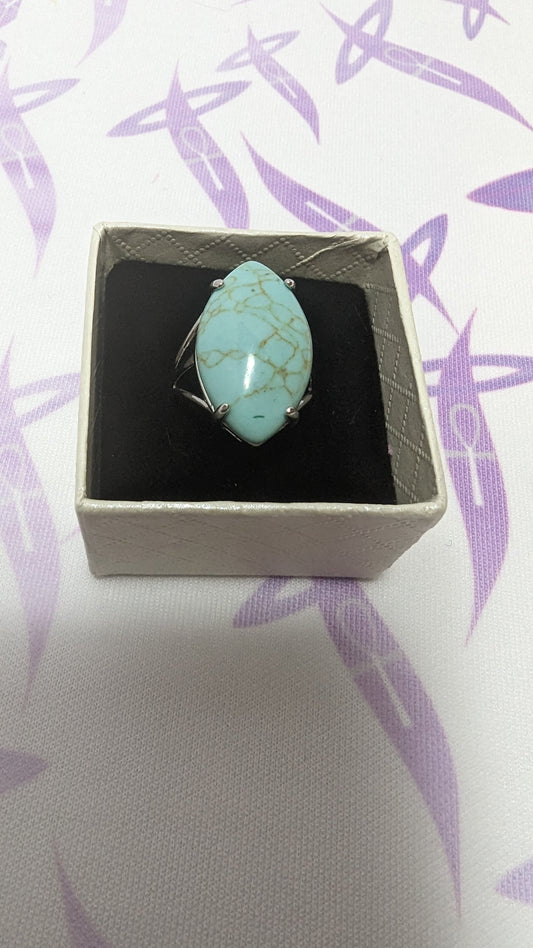 Turquoise Silver Adjustable Ring