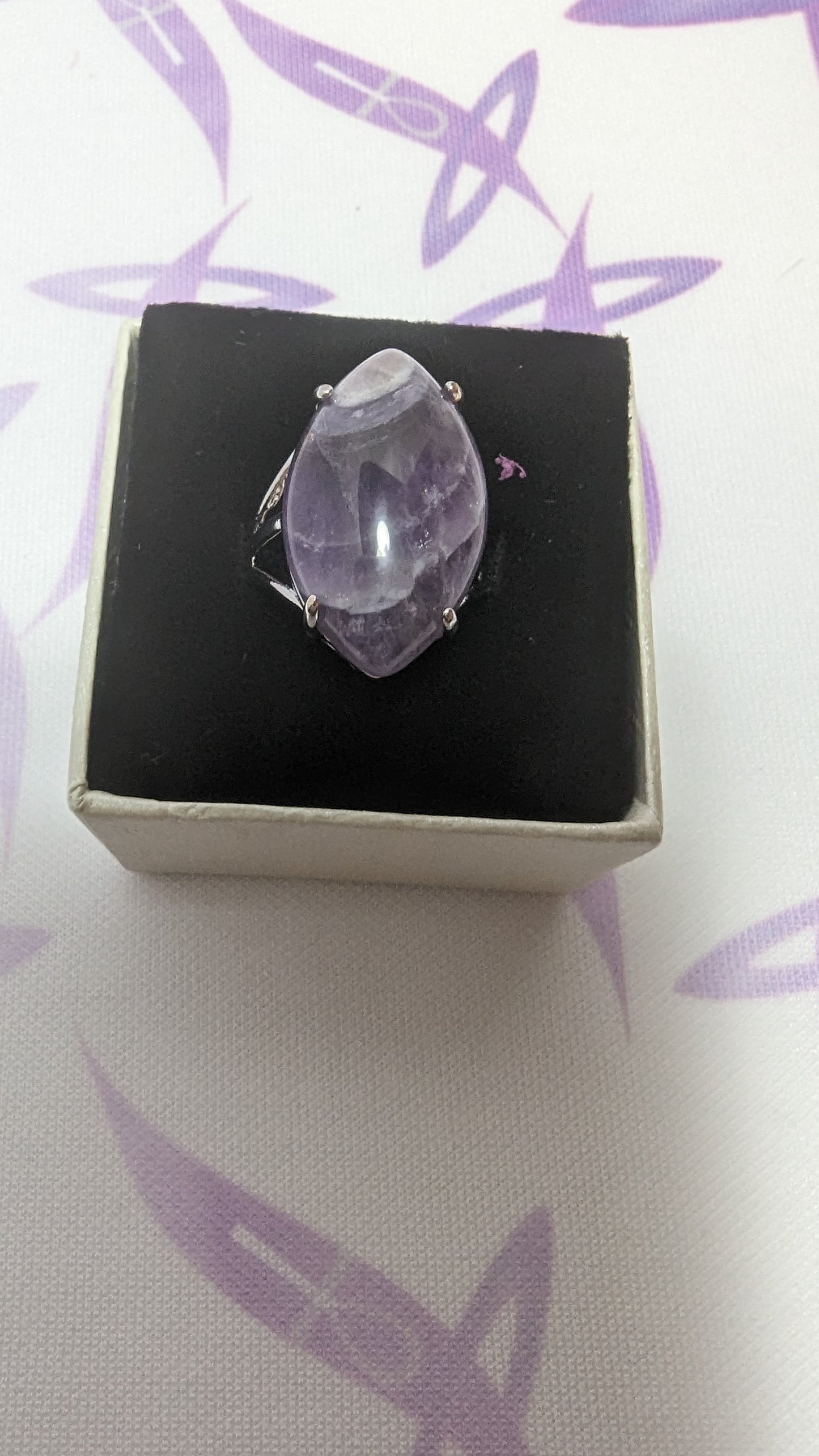 Amethyst Silver Adjustable Ring