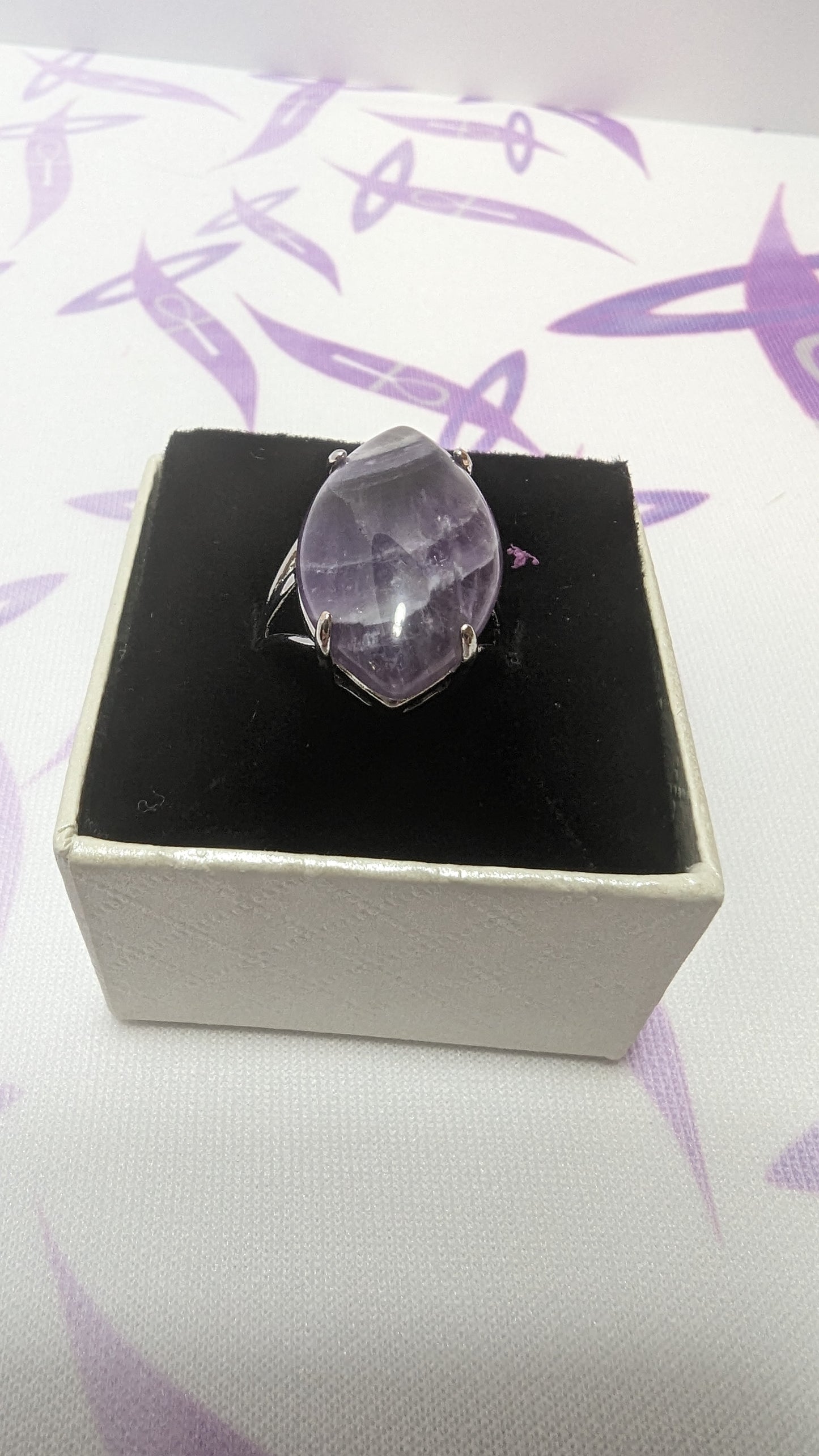 Amethyst Silver Adjustable Ring
