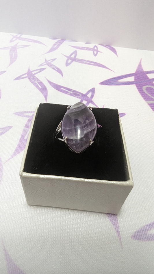 Amethyst Silver Adjustable Ring