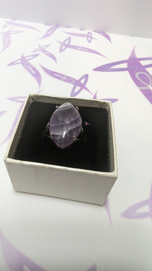 Amethyst Silver Adjustable Ring
