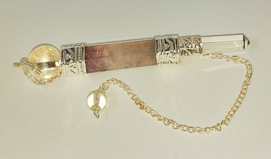 Wand Fluorite and Clear Quartz Pendulum