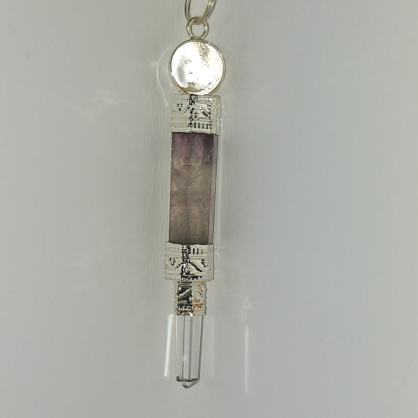 Wand Fluorite and Clear Quartz Pendulum
