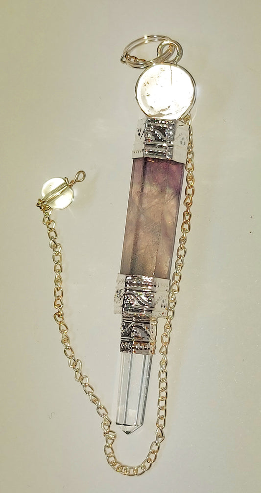 Wand Fluorite and Clear Quartz Pendulum
