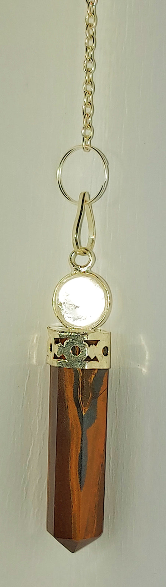 Pendulum Tigers Eye and Clear Quartz