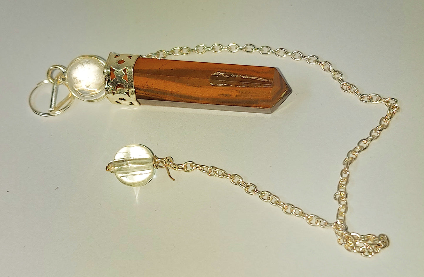 Pendulum Tigers Eye and Clear Quartz