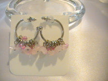 Rose Quartz Silver Hoop Ear Rings