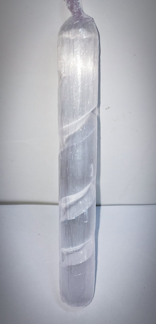 Large Selenite Spiral Wand 14cms