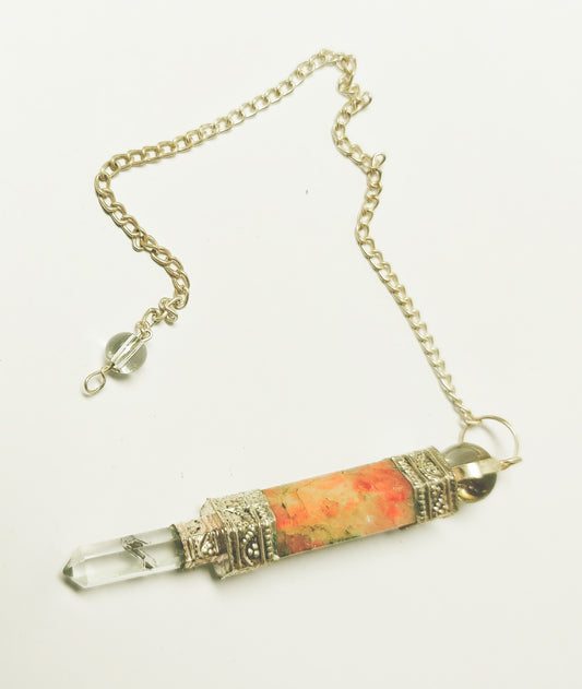 Wand Sunstone and Clear Quartz Pendulum or Pendant