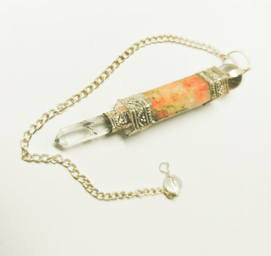 Wand Sunstone and Clear Quartz Pendulum or Pendant
