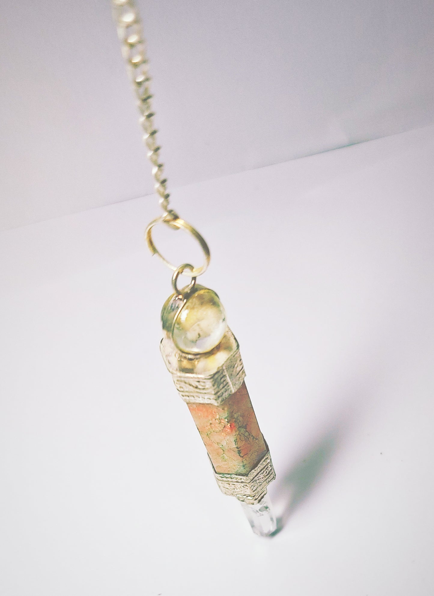 Wand Sunstone and Clear Quartz Pendulum or Pendant