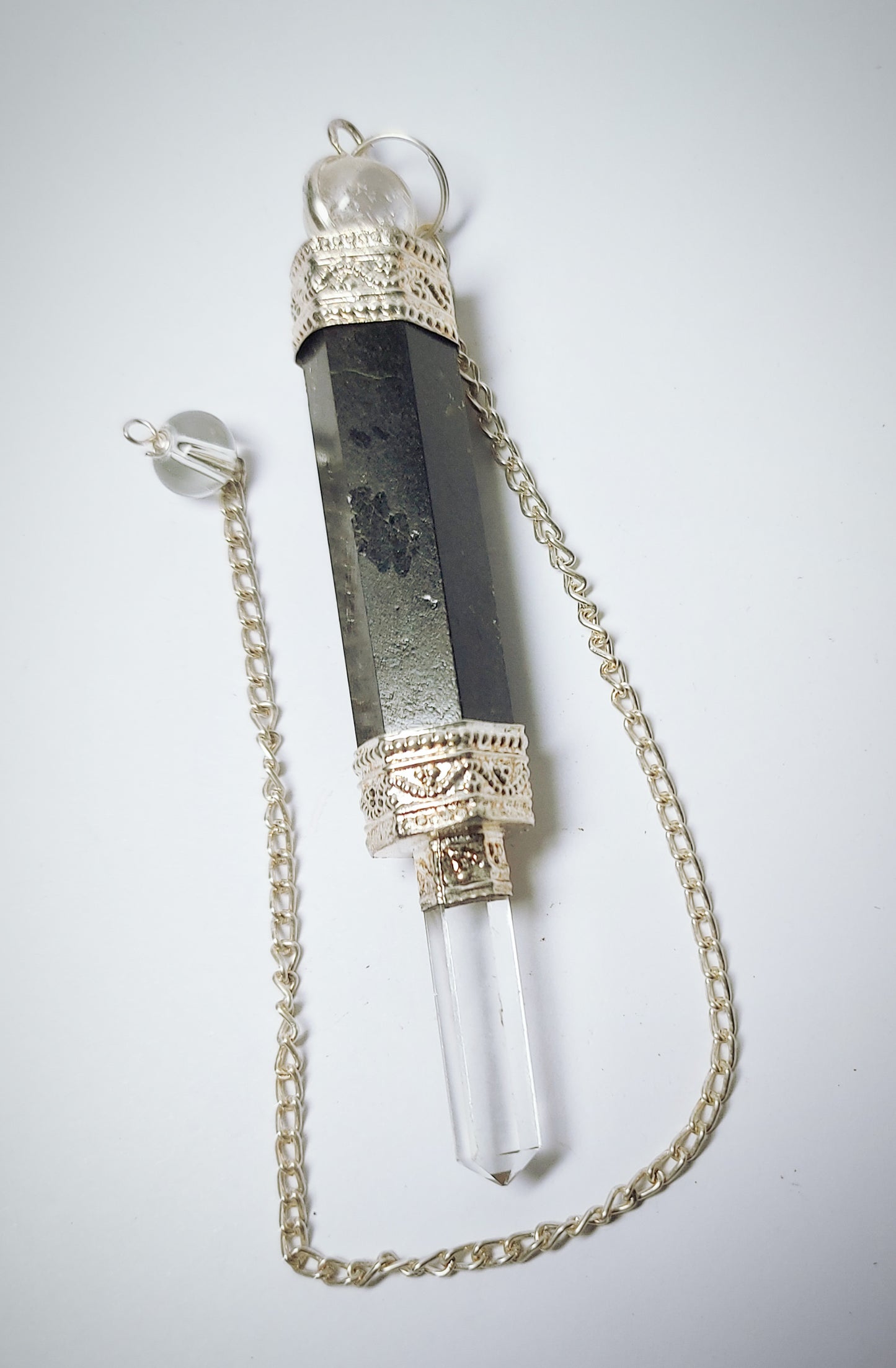 Wand Tourmaline and Clear Quartz Pendulum or Pendant