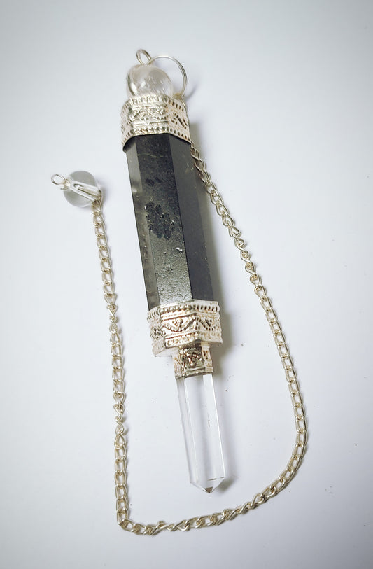 Wand Tourmaline and Clear Quartz Pendulum or Pendant