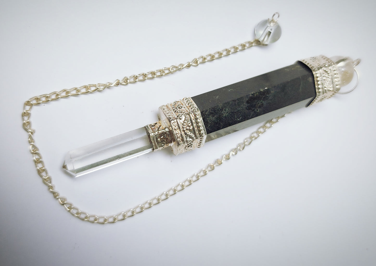Wand Tourmaline and Clear Quartz Pendulum or Pendant