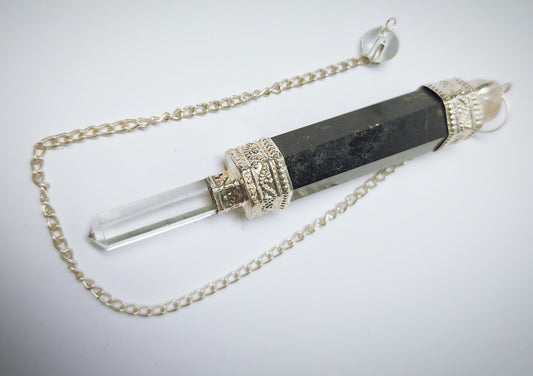 Wand Tourmaline and Clear Quartz Pendulum or Pendant