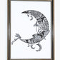 Fine Art print Crescent Moon with Dragonflies A4