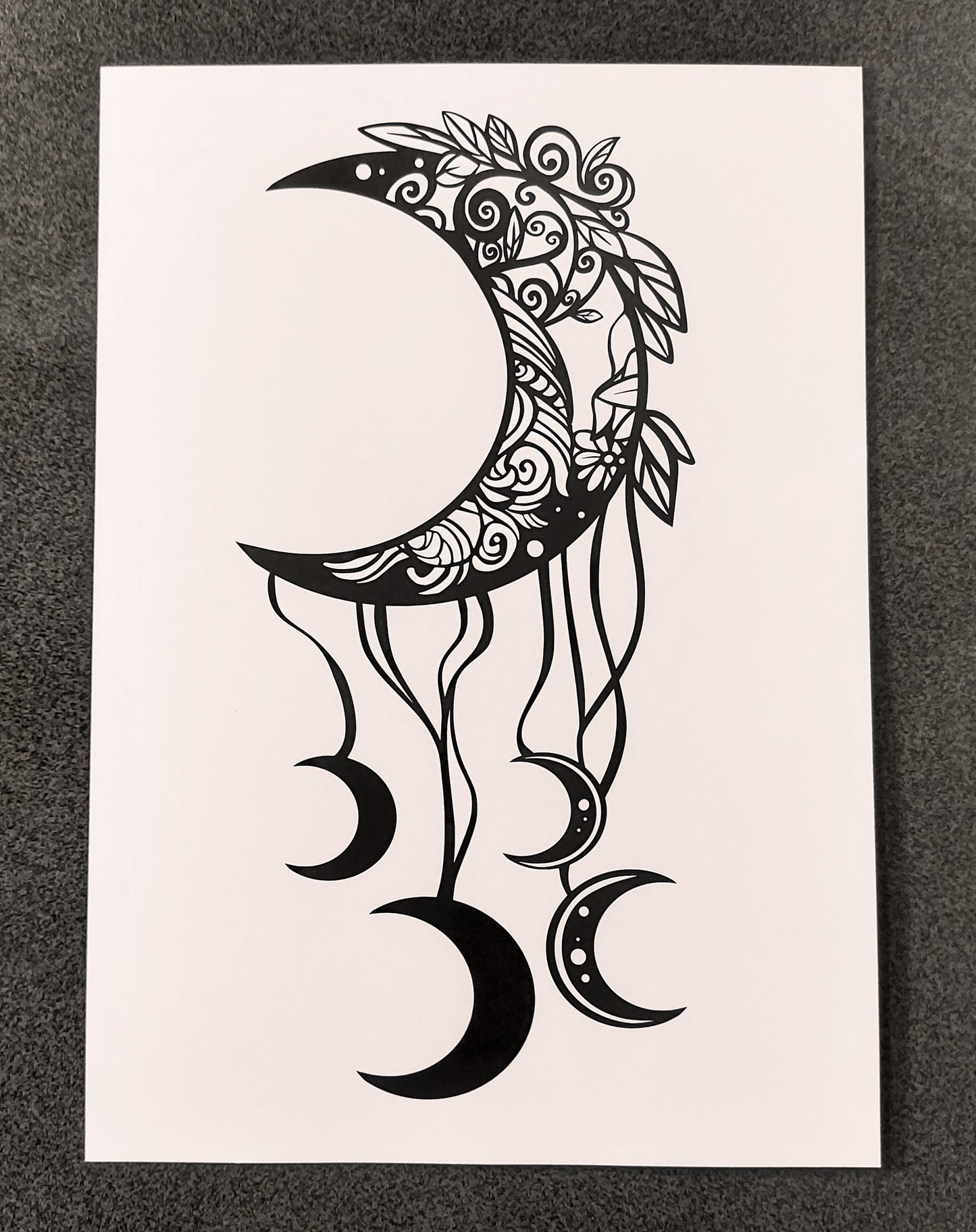Fine Art Print Crecent Moon With Mini Moons A4