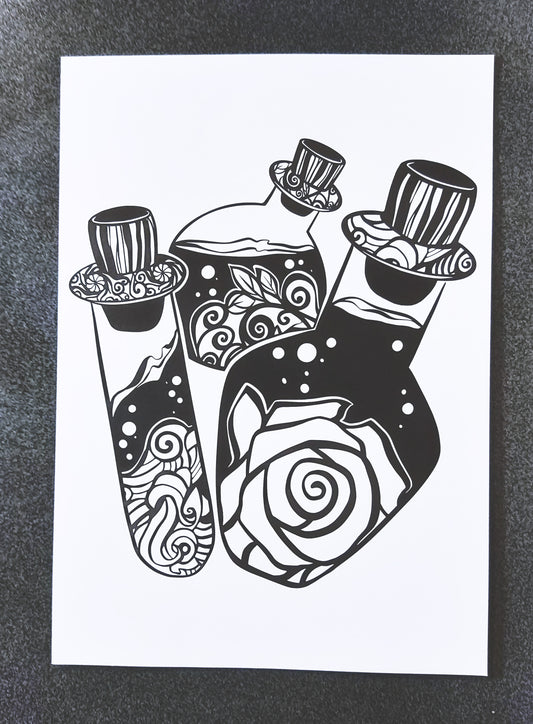 Fine Art Print Potion Bottles A4