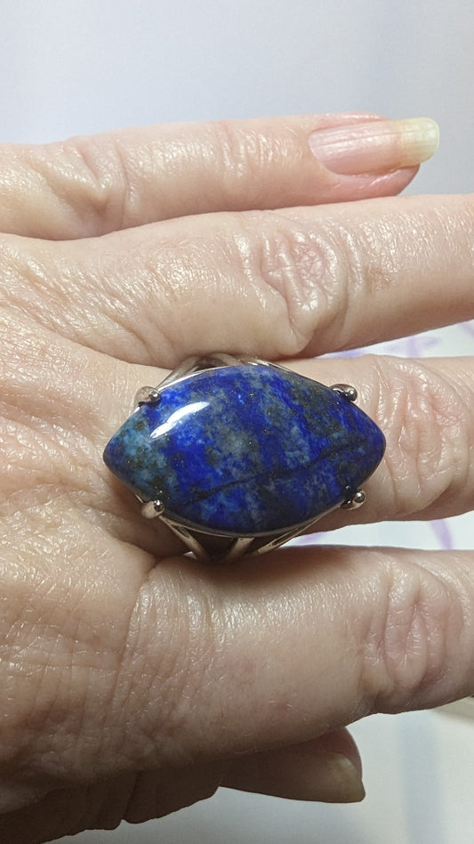 Lapis Lazuli Silver Adjustable Ring