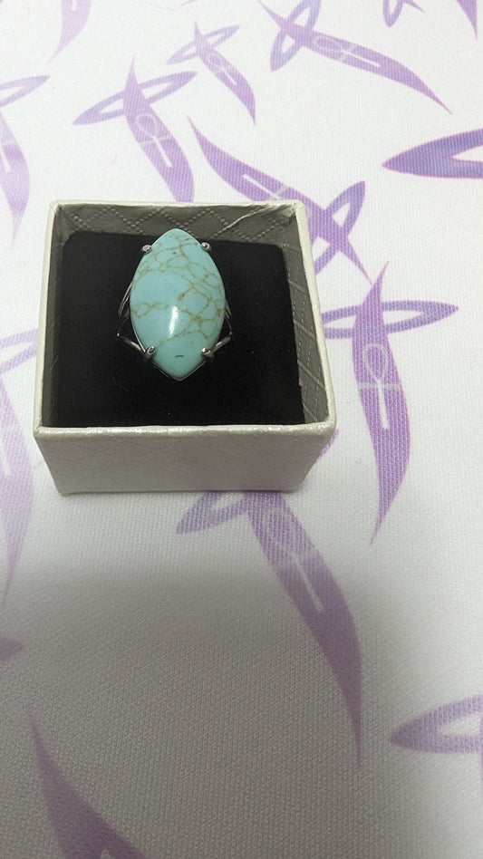 Turquoise Silver Adjustable Ring