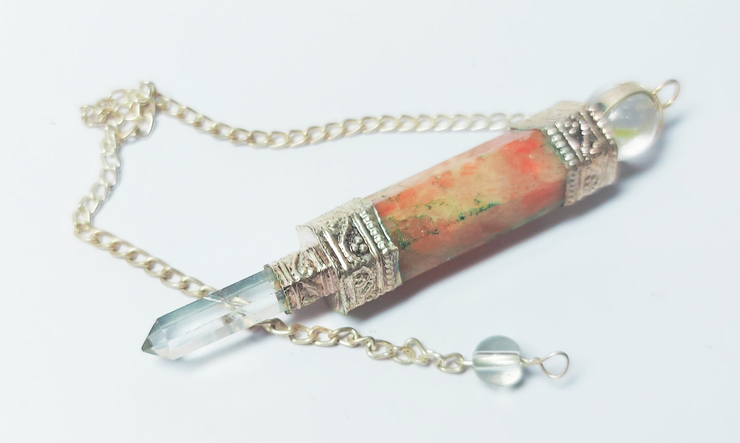 Wand Sunstone and Clear Quartz Pendulum or Pendant